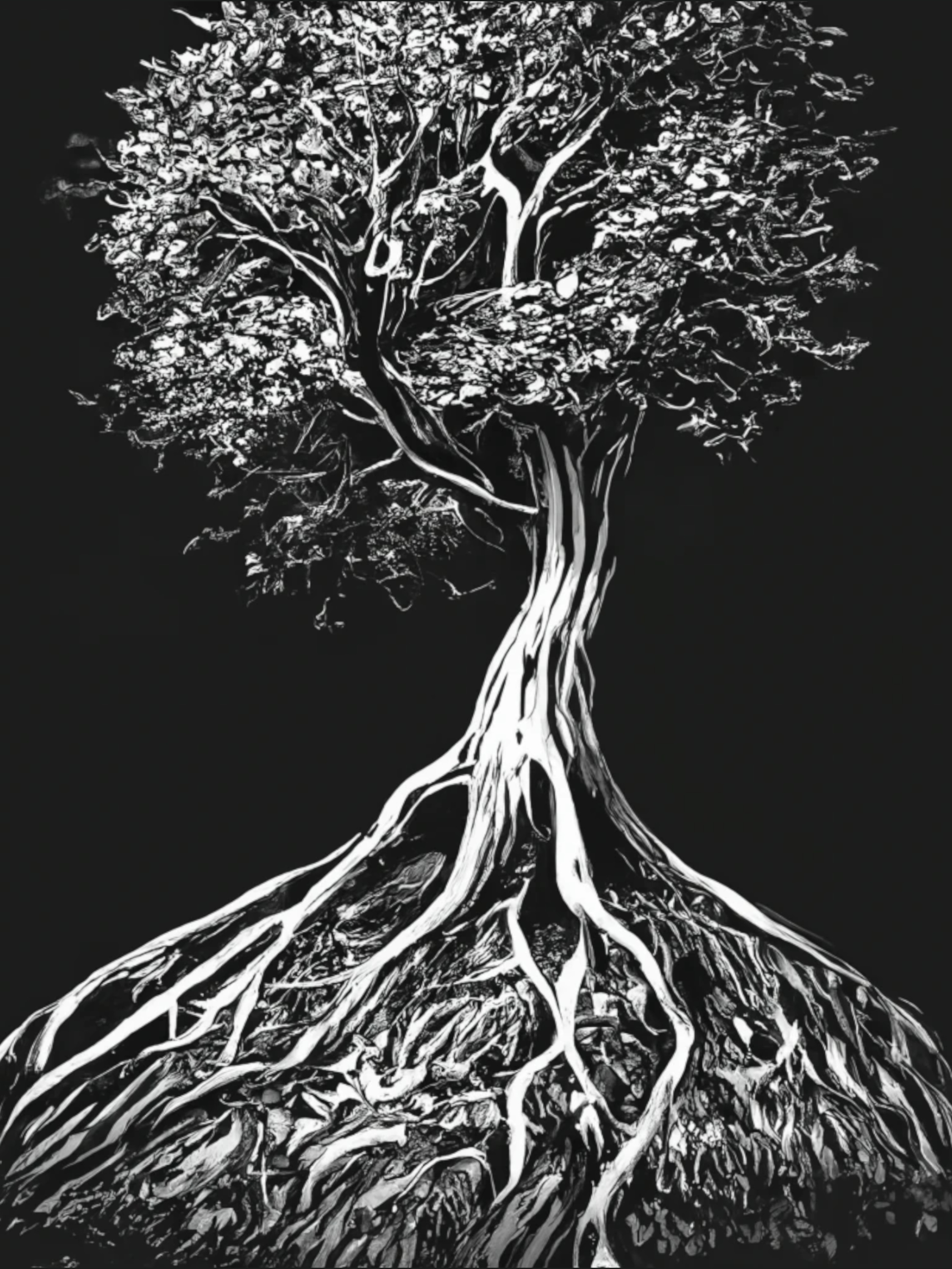 Digital drawing of a well-grounded tree.